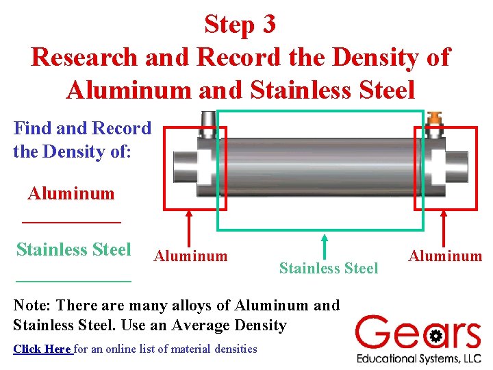 Step 3 Research and Record the Density of Aluminum and Stainless Steel Find and