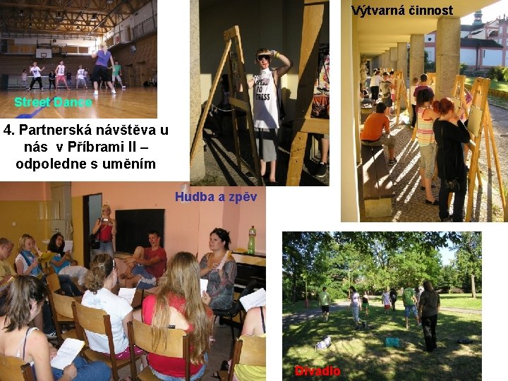 Výtvarná činnost Street Dance 4. Partnerská návštěva u nás v Příbrami II – odpoledne