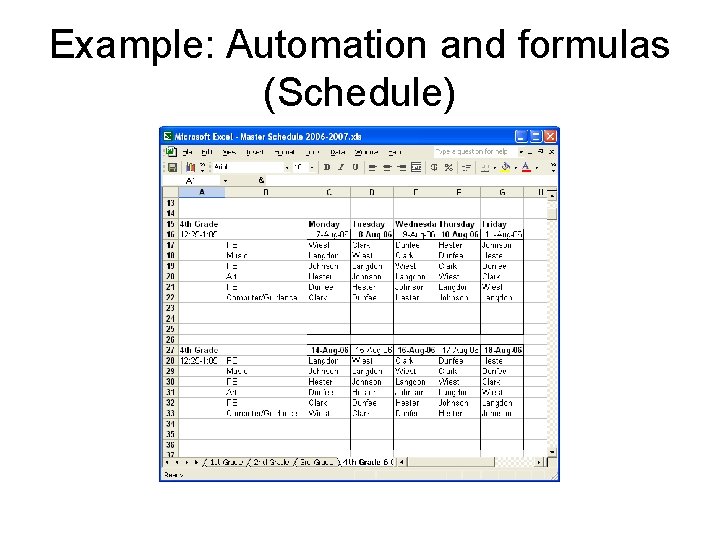 Example: Automation and formulas (Schedule) 