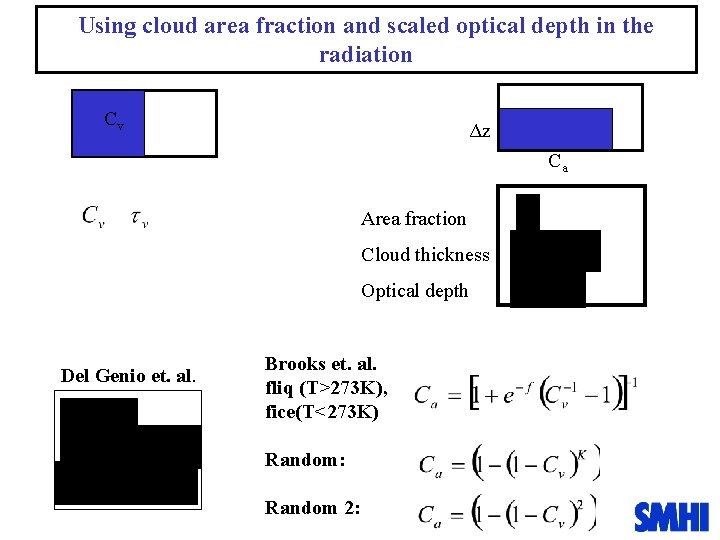 Using cloud area fraction and scaled optical depth in the radiation Cv Δz Ca