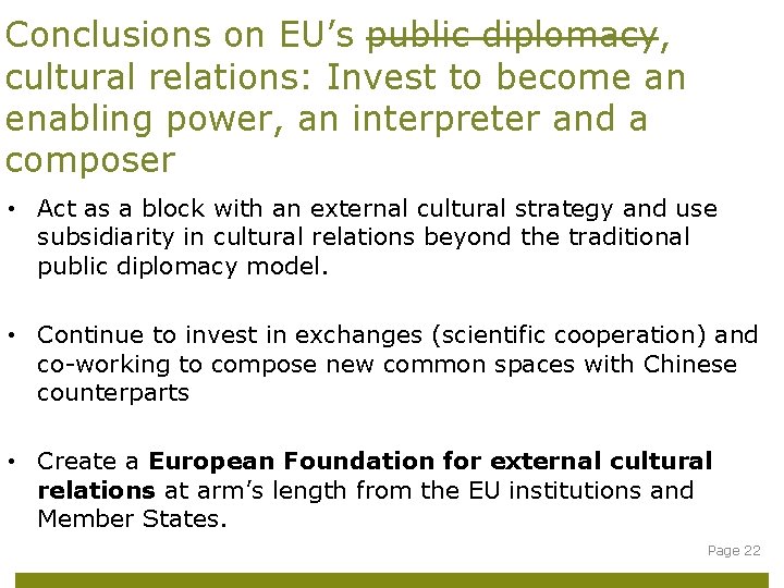 Conclusions on EU’s public diplomacy, cultural relations: Invest to become an enabling power, an