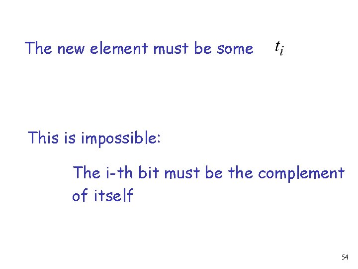 The new element must be some This is impossible: The i-th bit must be