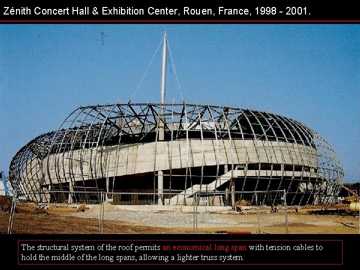 Zénith Concert Hall & Exhibition Center, Rouen, France, 1998 - 2001. The structural system