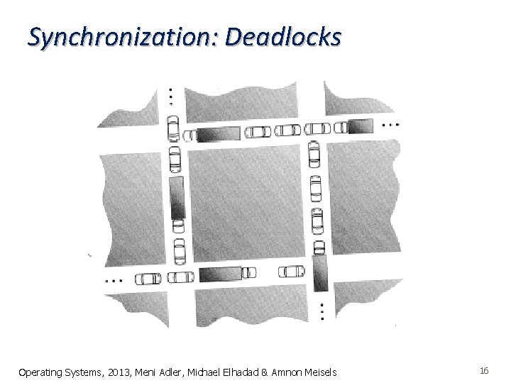 Synchronization: Deadlocks Operating Systems, 2013, Meni Adler, Michael Elhadad & Amnon Meisels 16 