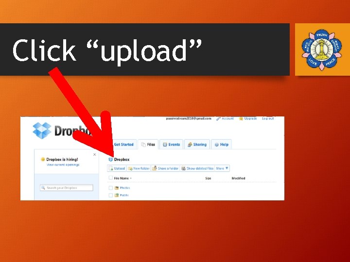 Click “upload” 