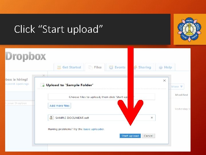 Click “Start upload” 