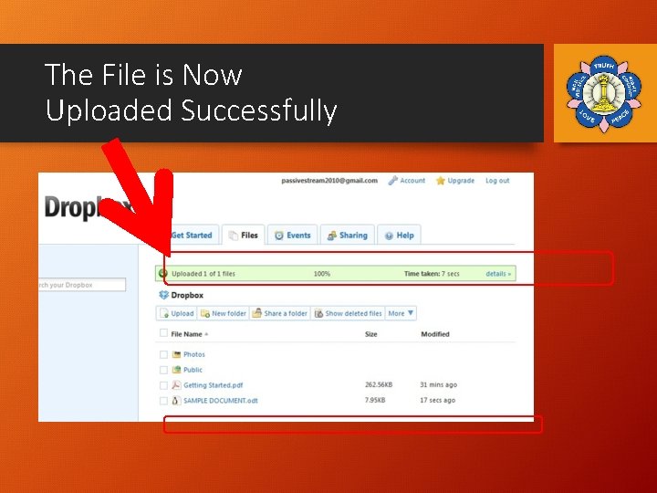 The File is Now Uploaded Successfully 