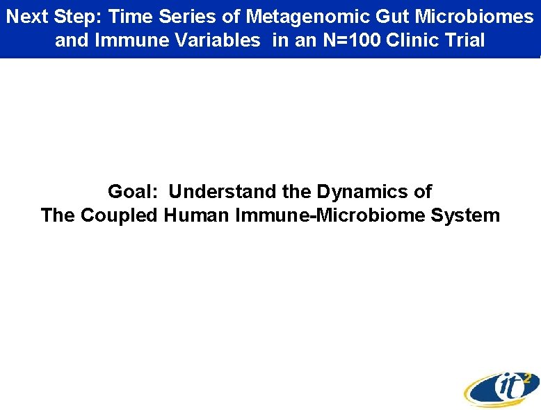 Next Step: Time Series of Metagenomic Gut Microbiomes and Immune Variables in an N=100