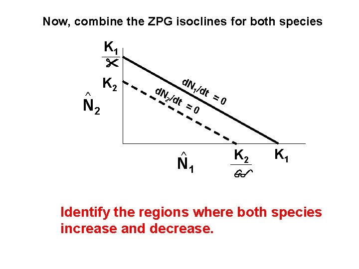 Now, combine the ZPG isoclines for both species K 1 ^ N 2 K