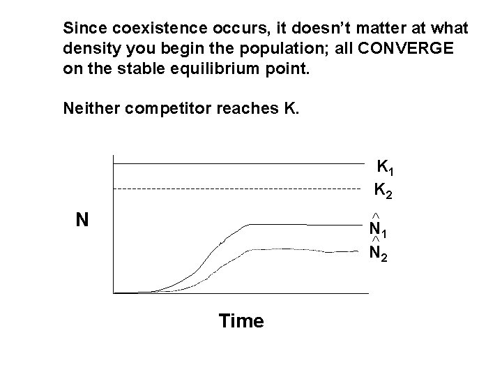 Since coexistence occurs, it doesn’t matter at what density you begin the population; all