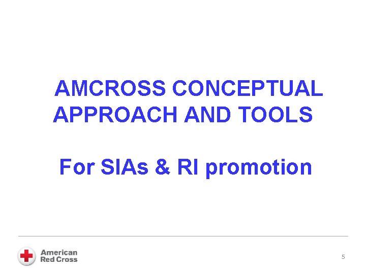 AMCROSS CONCEPTUAL APPROACH AND TOOLS For SIAs & RI promotion 5 