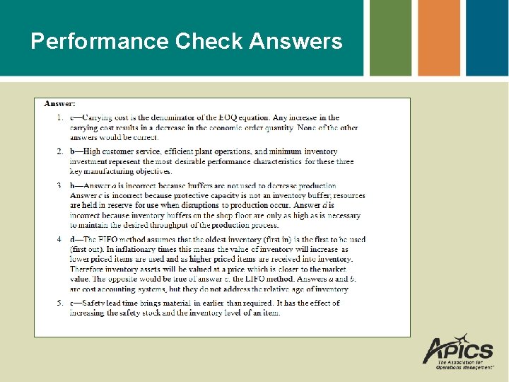 Performance Check Answers 