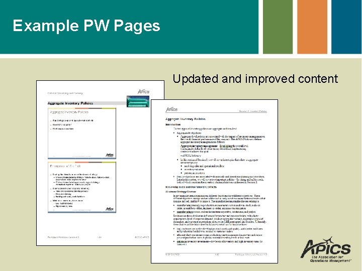 Example PW Pages Updated and improved content 
