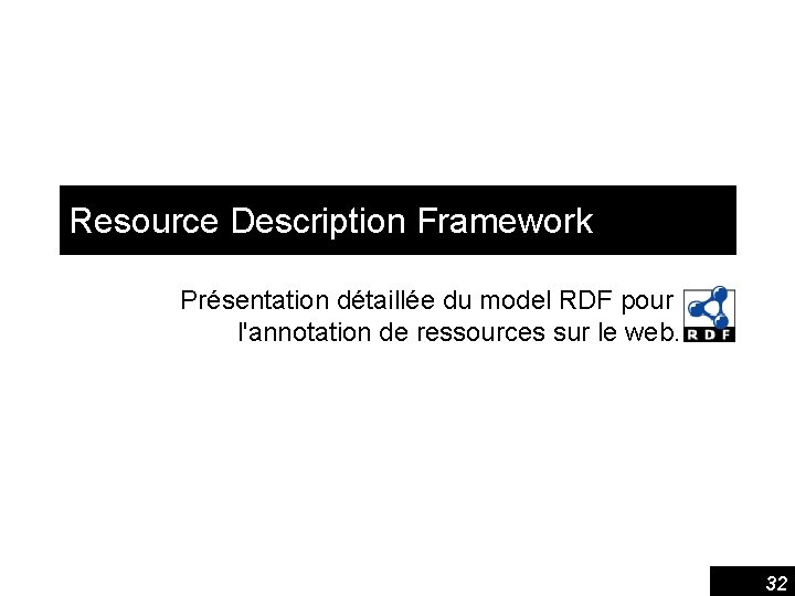 Resource Description Framework Présentation détaillée du model RDF pour l'annotation de ressources sur le