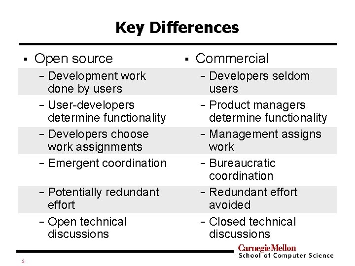 Key Differences § Open source − − − 2 Development work done by users