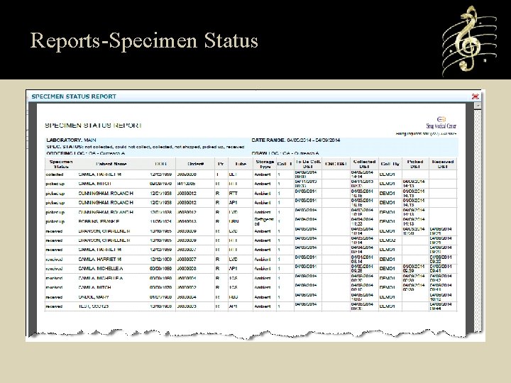 Reports-Specimen Status 