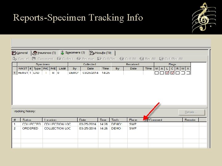 Reports-Specimen Tracking Info 