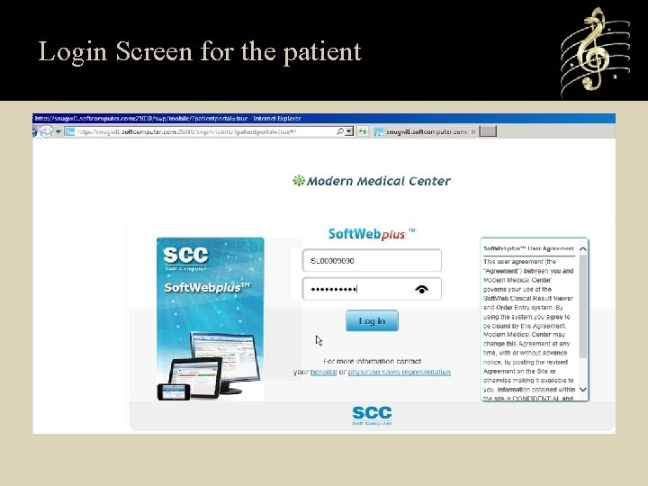 Login Screen for the patient 