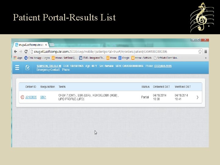 Patient Portal-Results List 