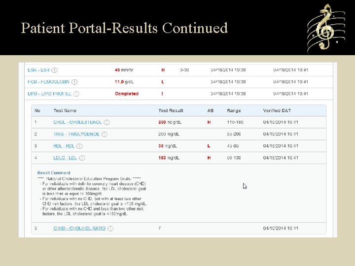 Patient Portal-Results Continued 