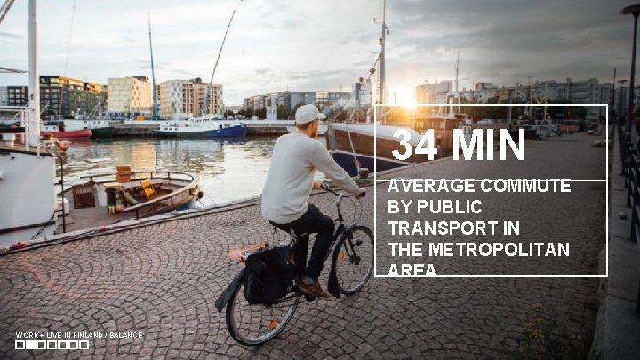 34 MIN AVERAGE COMMUTE BY PUBLIC TRANSPORT IN THE METROPOLITAN AREA WORK + LIVE