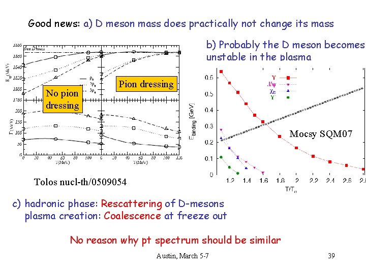 Good news: a) D meson mass does practically not change its mass b) Probably