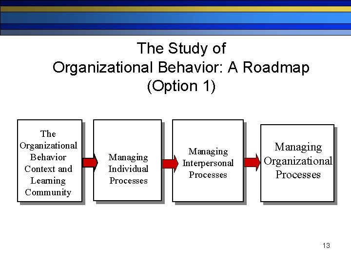 The Study of Organizational Behavior: A Roadmap (Option 1) The Organizational Behavior Context and