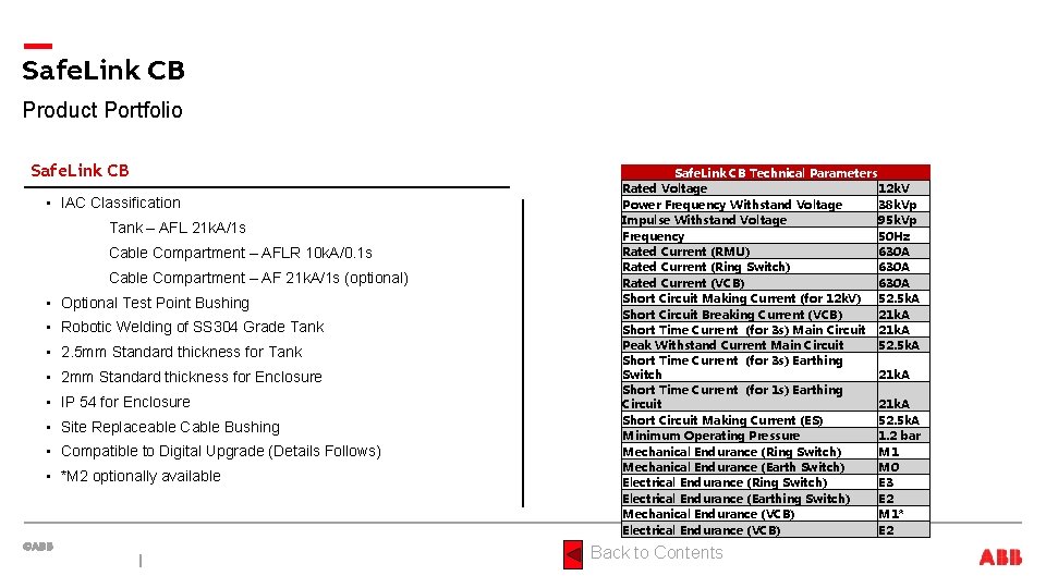 Safe. Link CB Product Portfolio Safe. Link CB • IAC Classification Tank – AFL