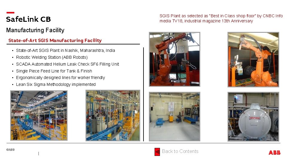 Safe. Link CB SGIS Plant as selected as “Best in Class shop floor” by