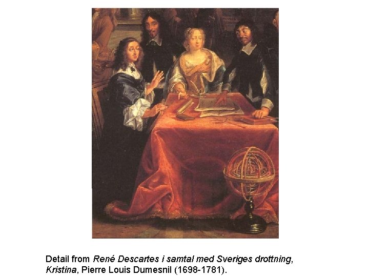Detail from René Descartes i samtal med Sveriges drottning, Kristina, Pierre Louis Dumesnil (1698