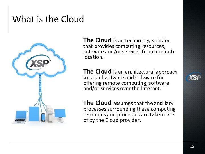 What is the Cloud The Cloud is an technology solution that provides computing resources,