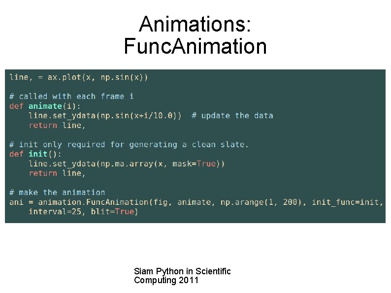 Animations: Func. Animation Siam Python in Scientific Computing 2011 