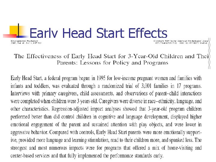 Early Head Start Effects Messinger 