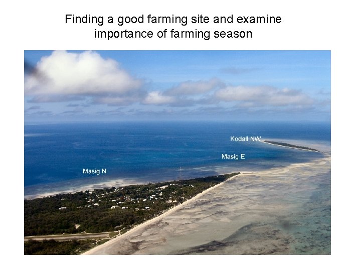 Finding a good farming site and examine importance of farming season 