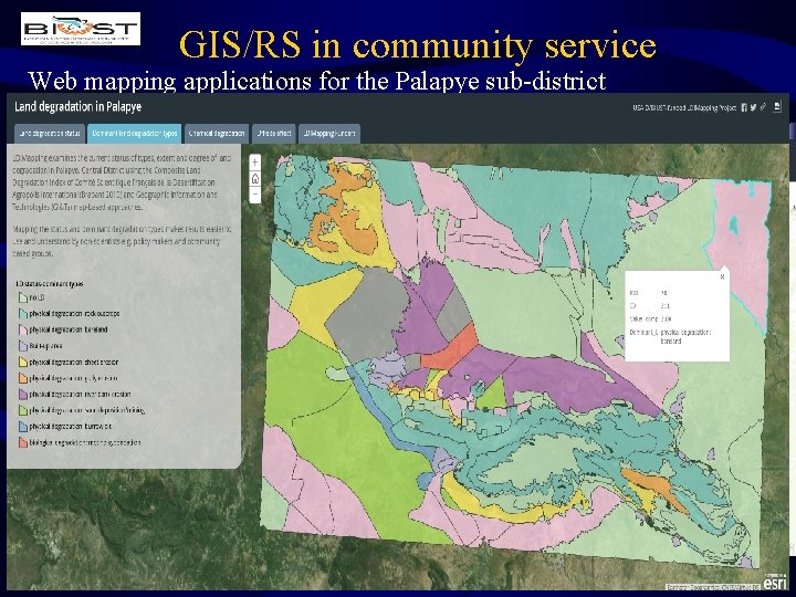 GIS/RS in community service Web mapping applications for the Palapye sub-district http: //www. arcgis.