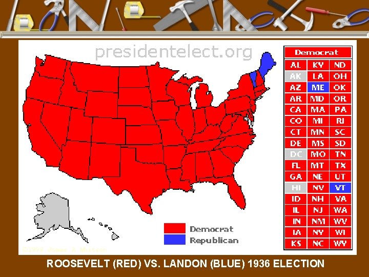 ROOSEVELT (RED) VS. LANDON (BLUE) 1936 ELECTION 