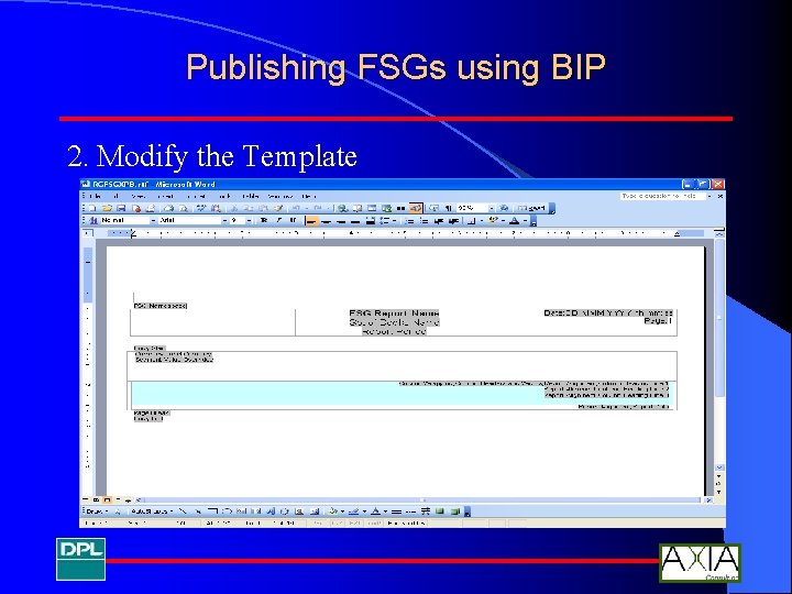 Publishing FSGs using BIP 2. Modify the Template 