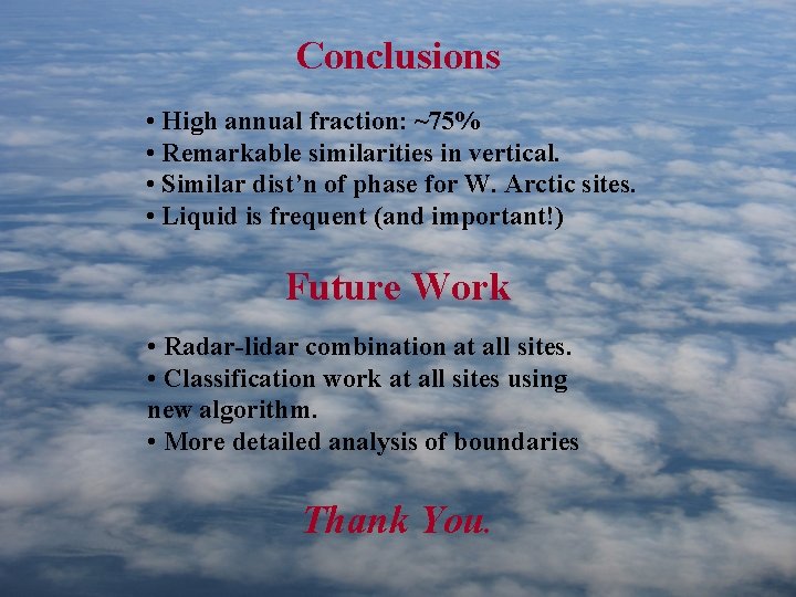 Conclusions • High annual fraction: ~75% • Remarkable similarities in vertical. • Similar dist’n