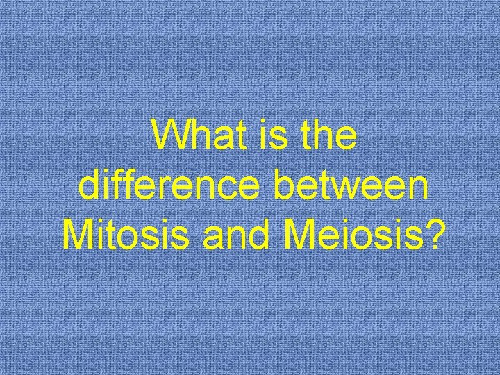 What is the difference between Mitosis and Meiosis? 
