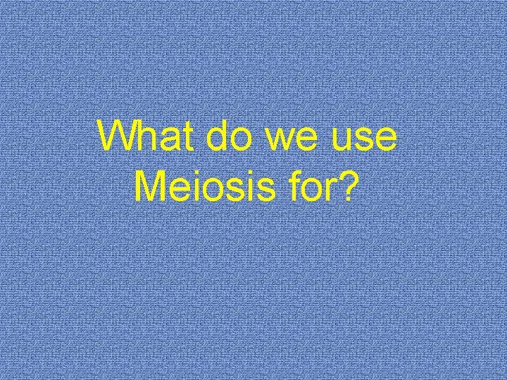 What do we use Meiosis for? 