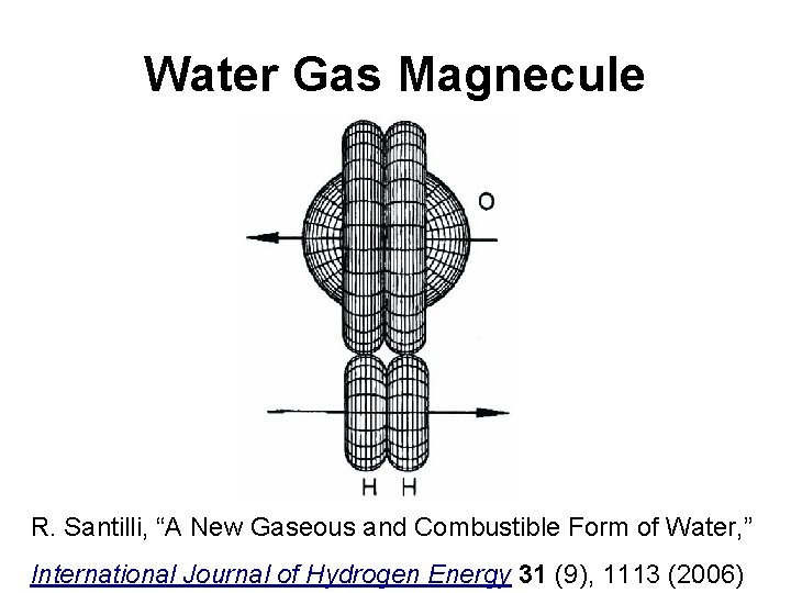 Water Gas Magnecule R. Santilli, “A New Gaseous and Combustible Form of Water, ”