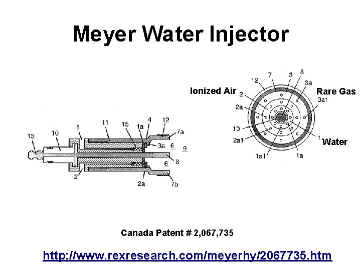 Meyer Water Injector Ionized Air Rare Gas Water Canada Patent # 2, 067, 735