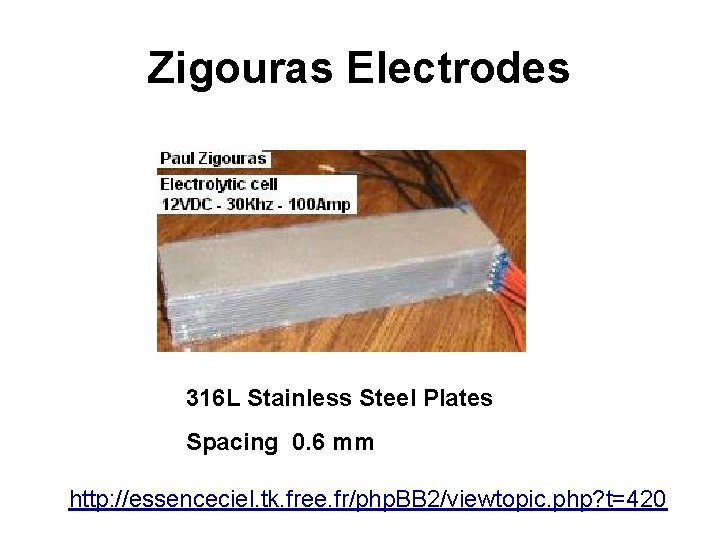 Zigouras Electrodes 316 L Stainless Steel Plates Spacing 0. 6 mm http: //essenceciel. tk.