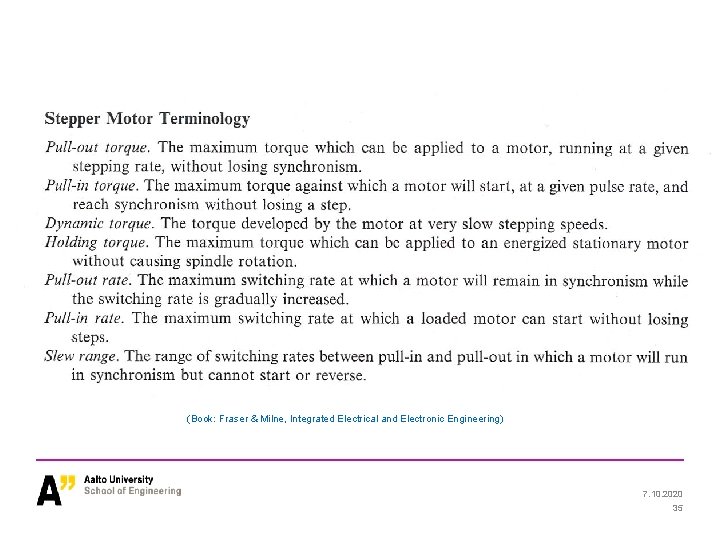 (Book: Fraser & Milne, Integrated Electrical and Electronic Engineering) 7. 10. 2020 35 