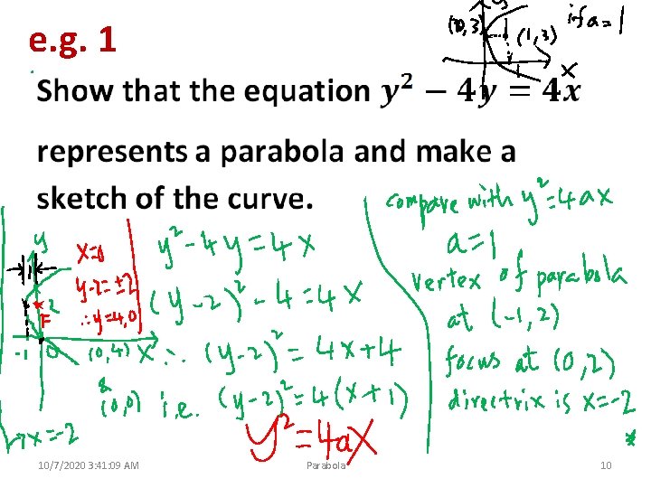e. g. 1 10/7/2020 3: 41: 09 AM Parabola 10 