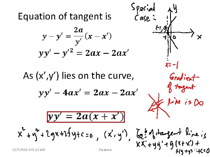 Equation of tangent is As (x’, y’) lies on the curve, 10/7/2020 3: 41: