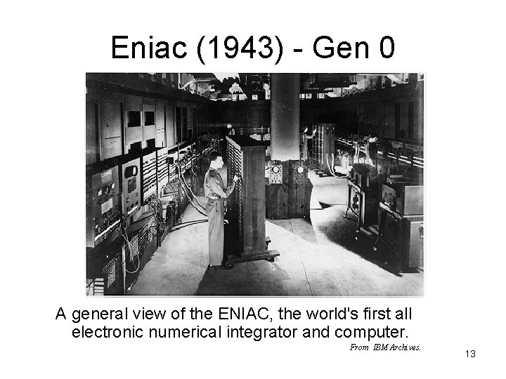 Eniac (1943) - Gen 0 A general view of the ENIAC, the world's first