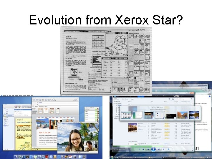 Evolution from Xerox Star? 1981 1985 1987 1992 1998 2007 Mac OS 1. 0