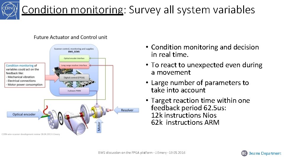 Condition monitoring: Survey all system variables • Condition monitoring and decision in real time.