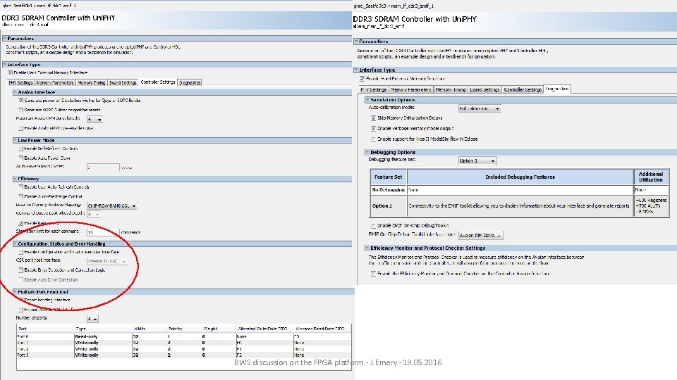 BWS discussion on the FPGA platform - J. Emery - 19. 05. 2016 